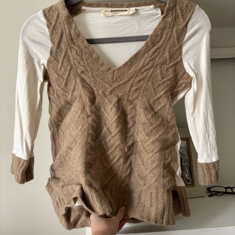 Anthropologie Pilcro and the Letterpress 3/4 Sleeve Wool Sweater Top